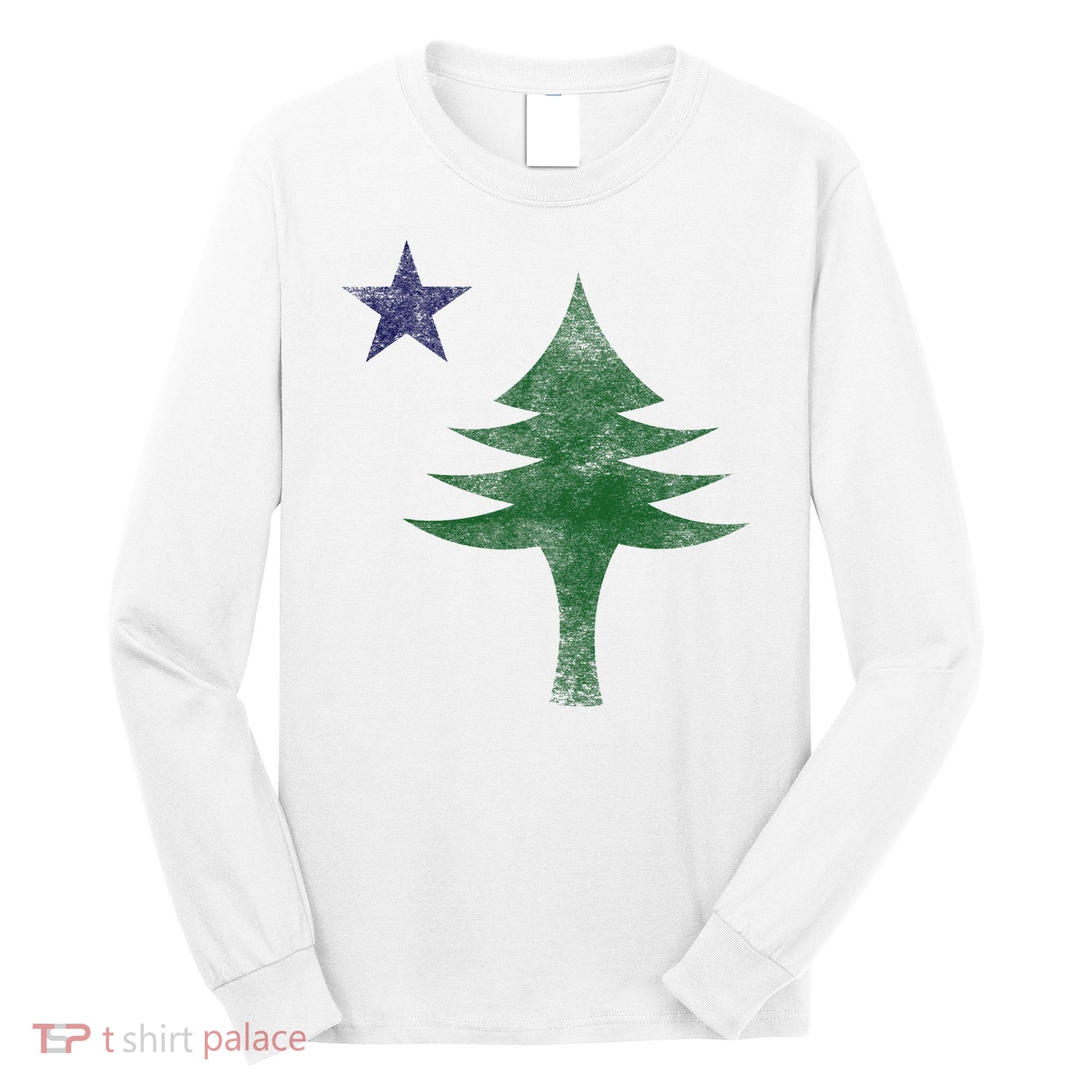 Maine Pine Tree Flag Big Style – Modern 1901 State Flag Long Sleeve Shirt