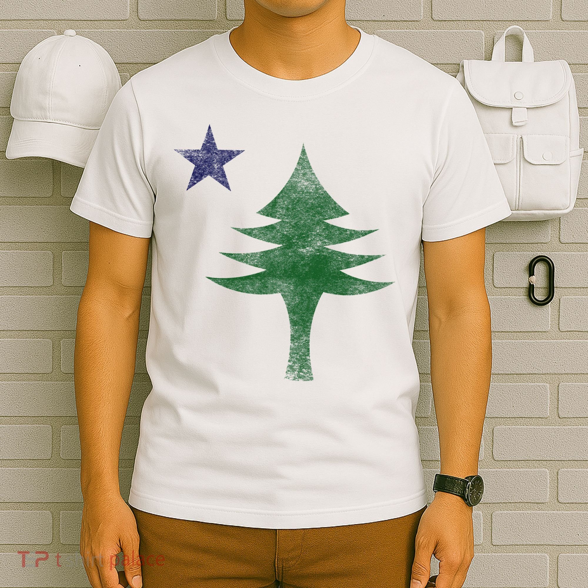 Maine Pine Tree Flag Big Style – Modern 1901 State Flag T-Shirt