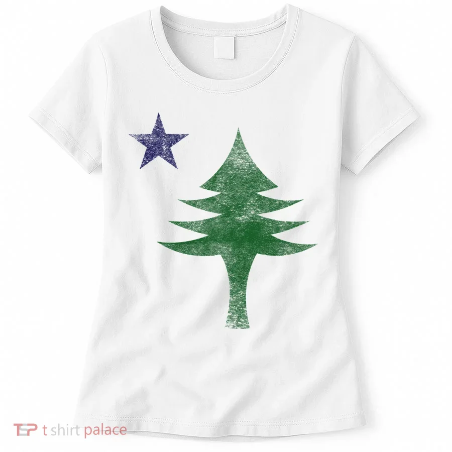 Maine Pine Tree Flag Big Style – Modern 1901 State Flag Women's T-Shirt