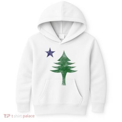 Maine Pine Tree Flag Big Style – Modern 1901 State Flag Kids Hoodie