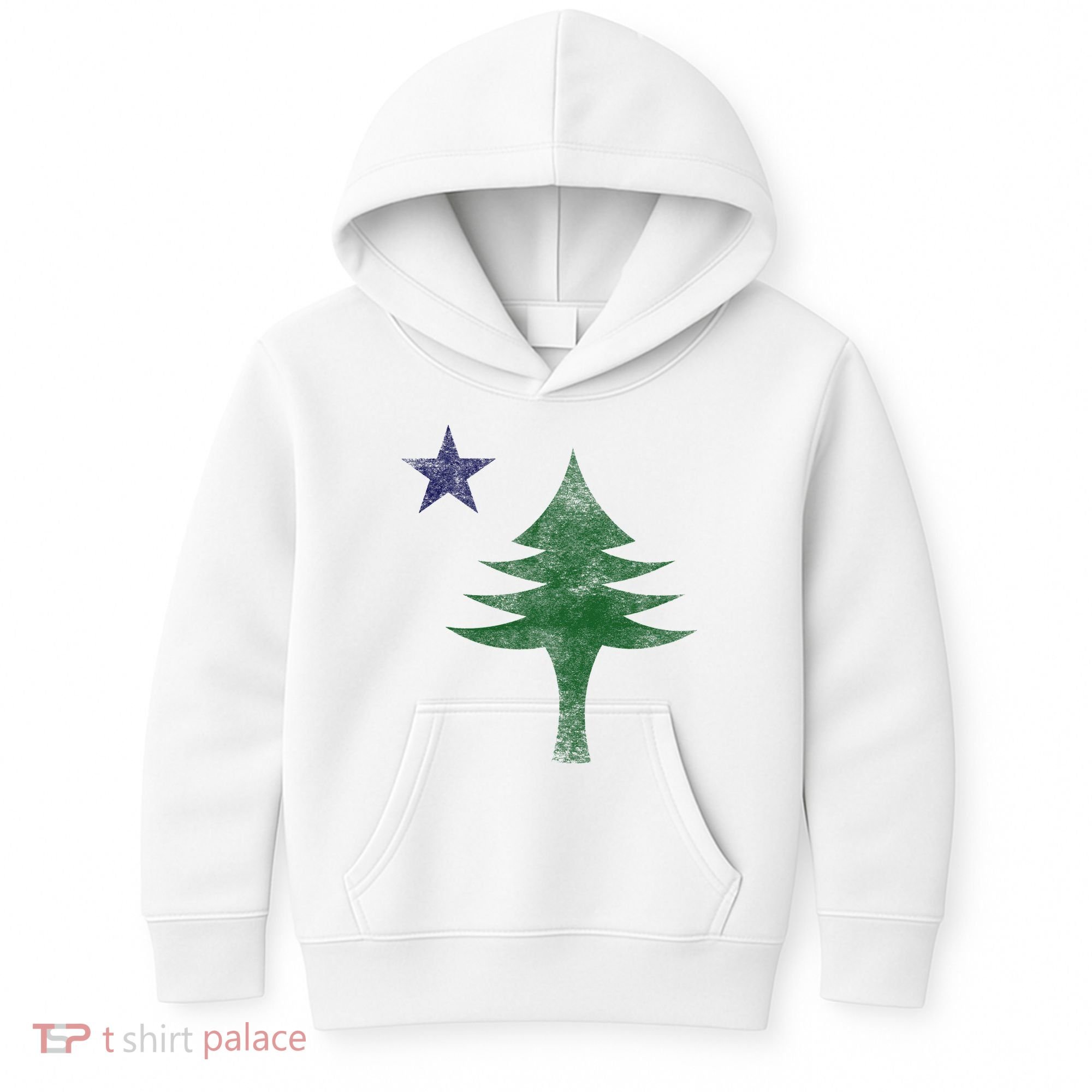 Maine Pine Tree Flag Big Style – Modern 1901 State Flag Kids Hoodie