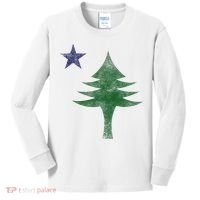Maine Pine Tree Flag Big Style – Modern 1901 State Flag Kids Long Sleeve Shirt thumb 0