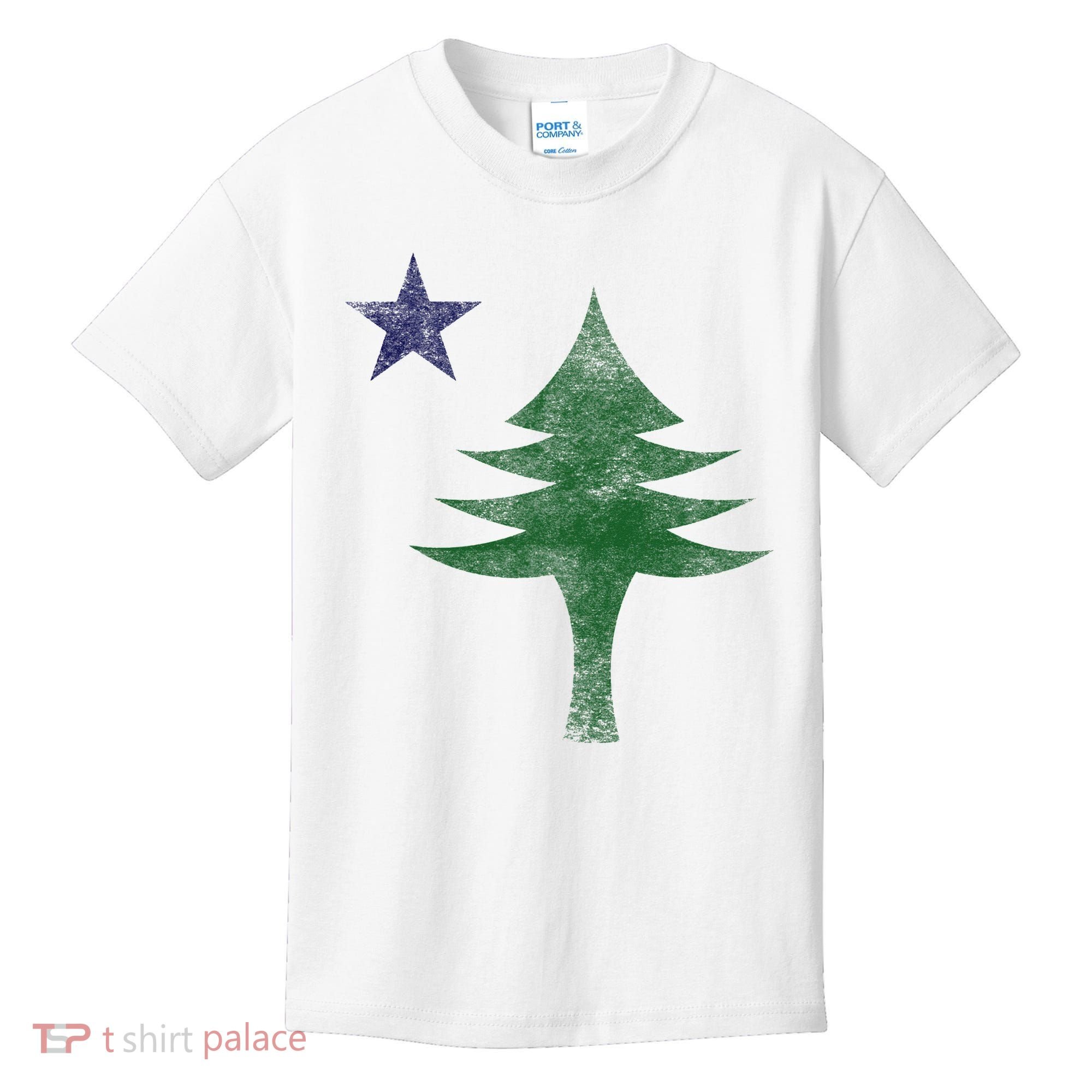 Maine Pine Tree Flag Big Style – Modern 1901 State Flag Kids T-Shirt