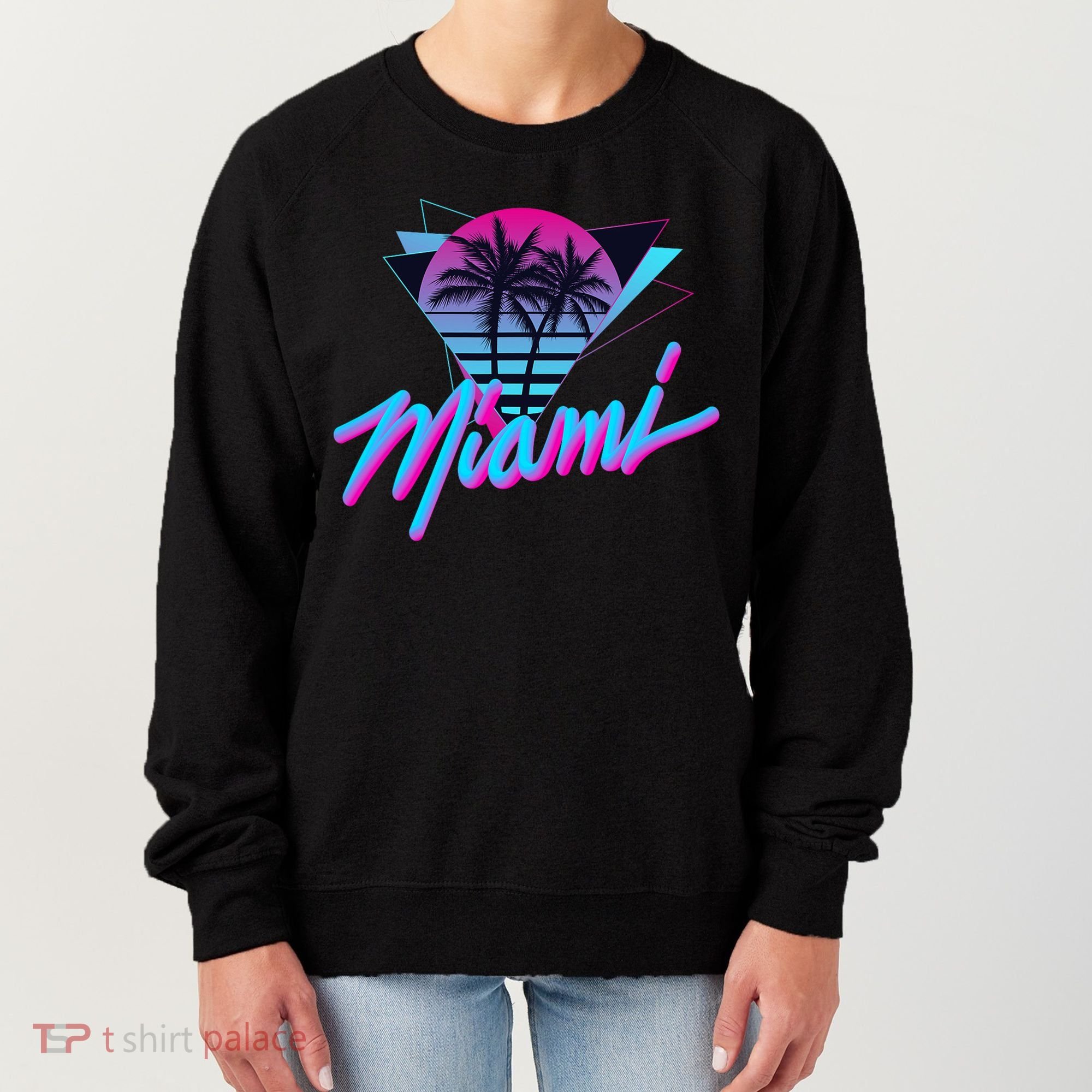 Miami Palm Trees Vaperwave Synthwave 80s Style Retro Women's Sweatshirt