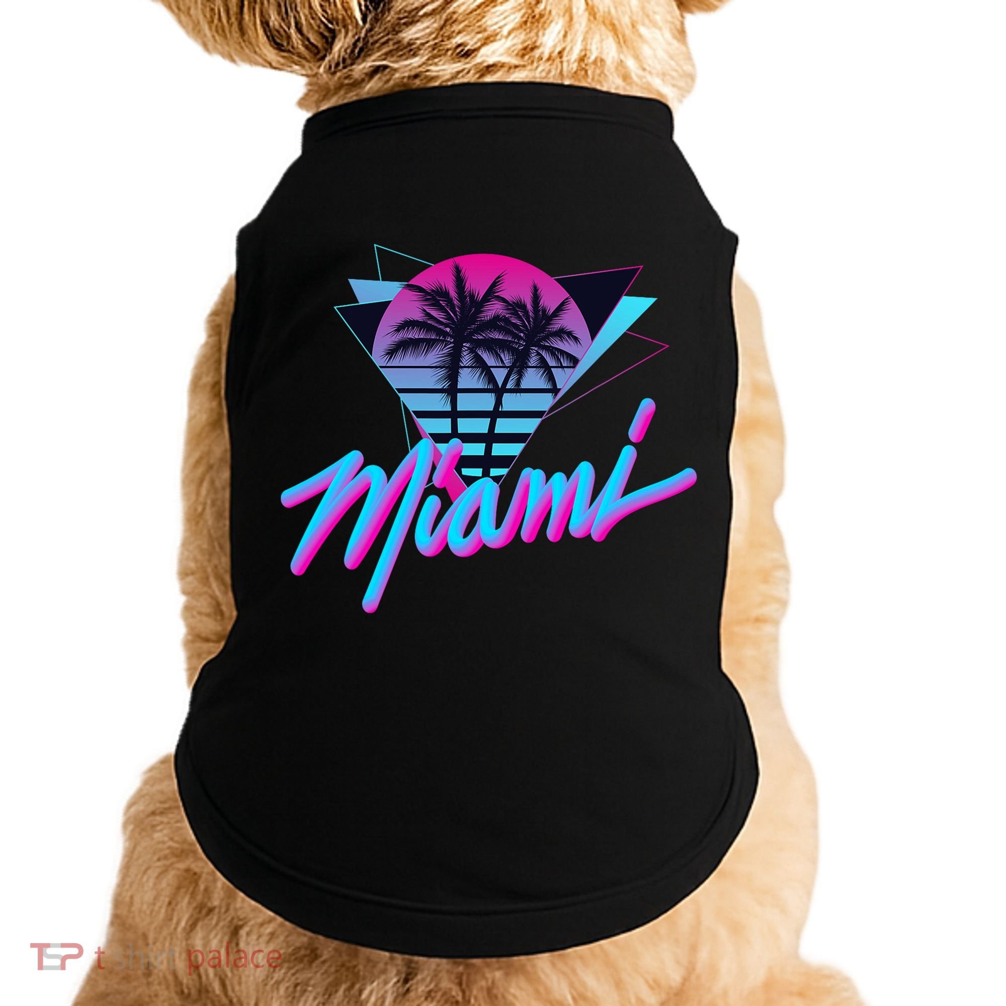 Miami Palm Trees Vaperwave Synthwave 80s Style Retro Doggie Tank