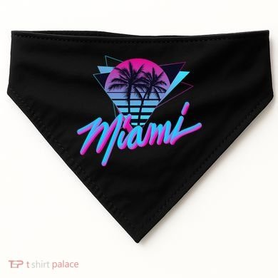 Miami Palm Trees Vaperwave Synthwave 80s Style Retro USA-Made Doggie Bandana