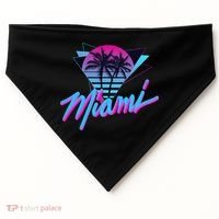Miami Palm Trees Vaperwave Synthwave 80s Style Retro USA-Made Doggie Bandana thumb 0