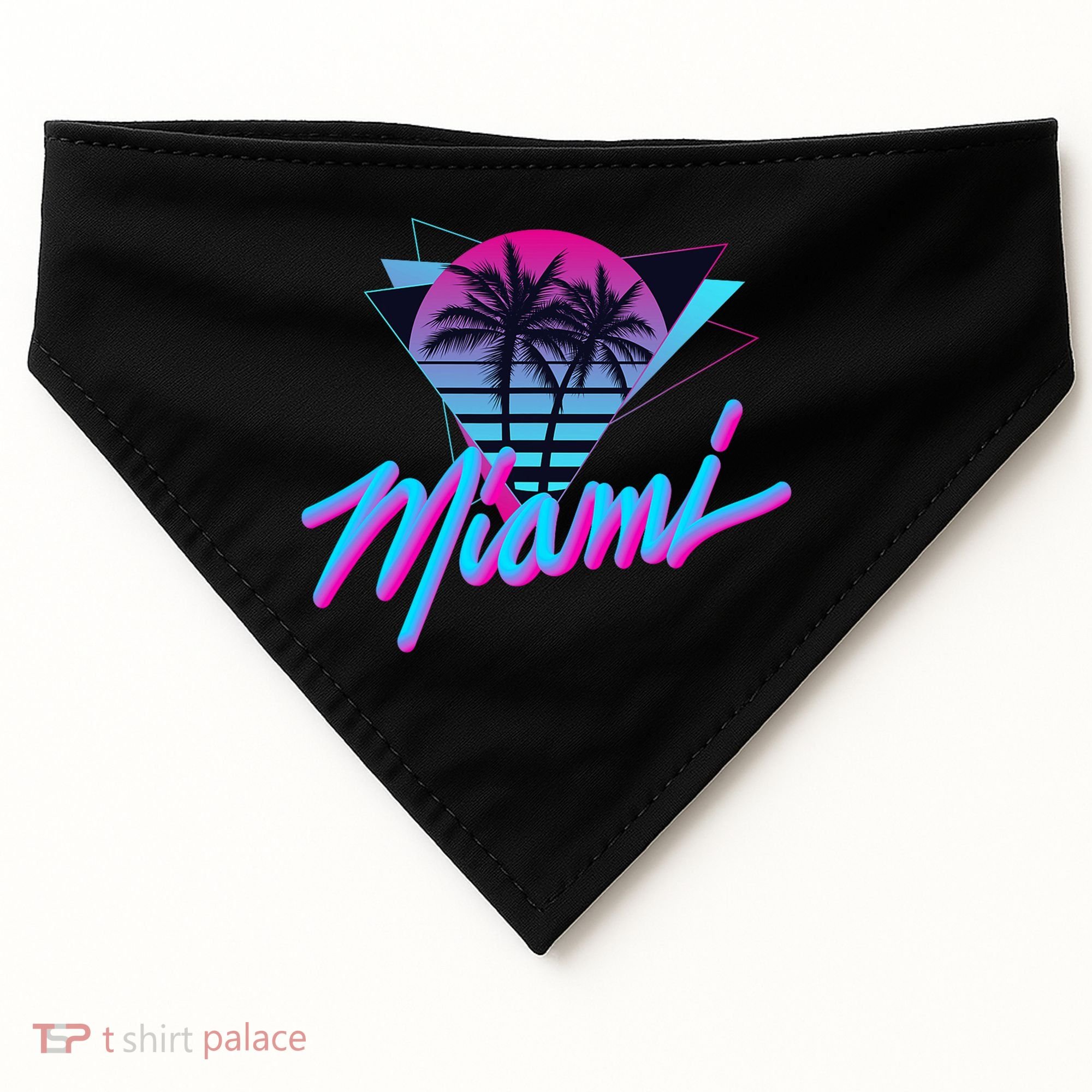 Miami Palm Trees Vaperwave Synthwave 80s Style Retro USA-Made Doggie Bandana