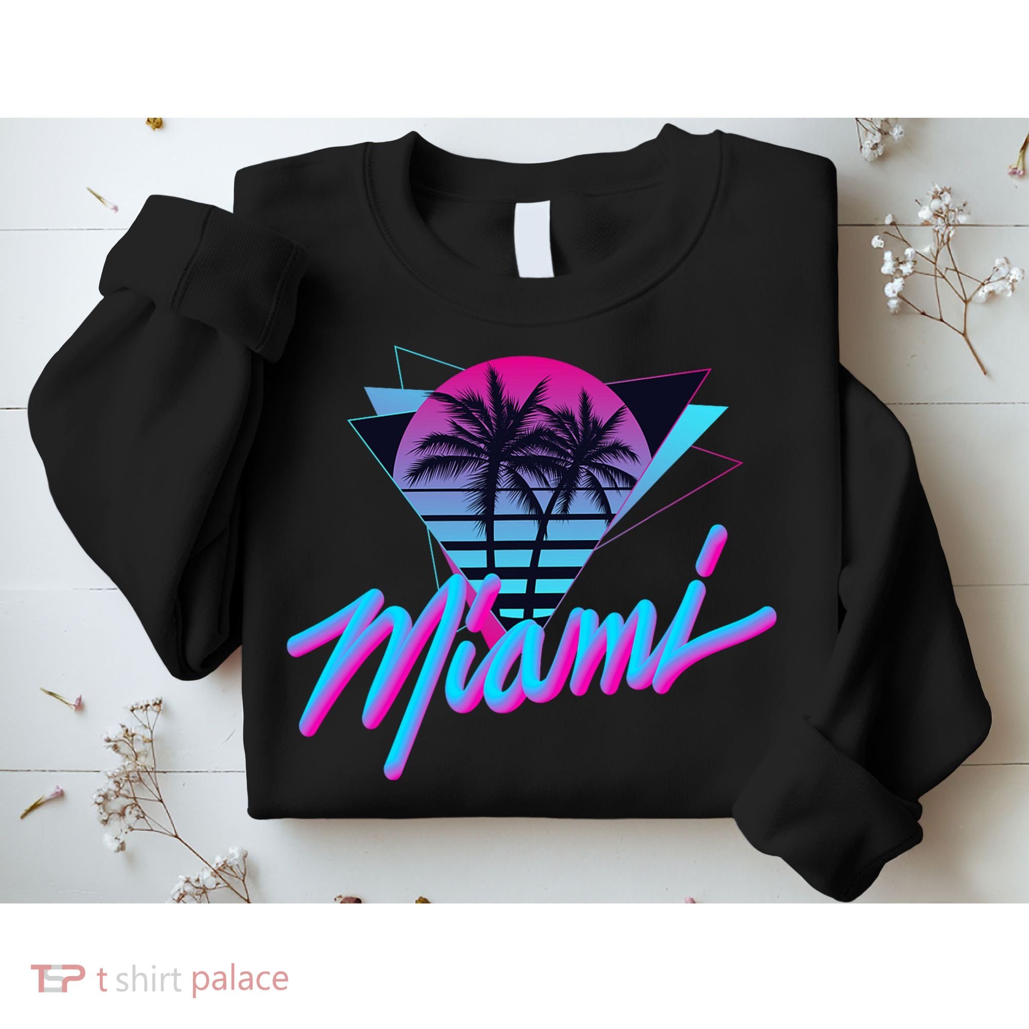 Miami Palm Trees Vaperwave Synthwave 80s Style Retro Sweatshirt