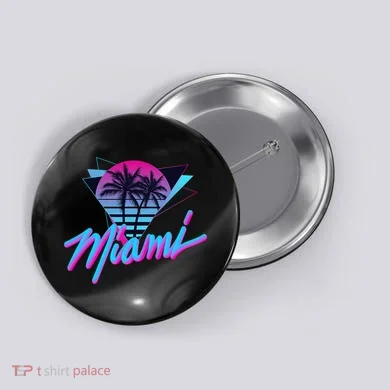 Miami Palm Trees Vaperwave Synthwave 80s Style Retro Button