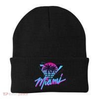Miami Palm Trees Vaperwave Synthwave 80s Style Retro Beanie thumb 0