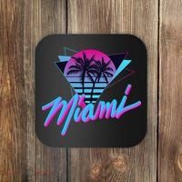 Miami Palm Trees Vaperwave Synthwave 80s Style Retro Coaster thumb 0