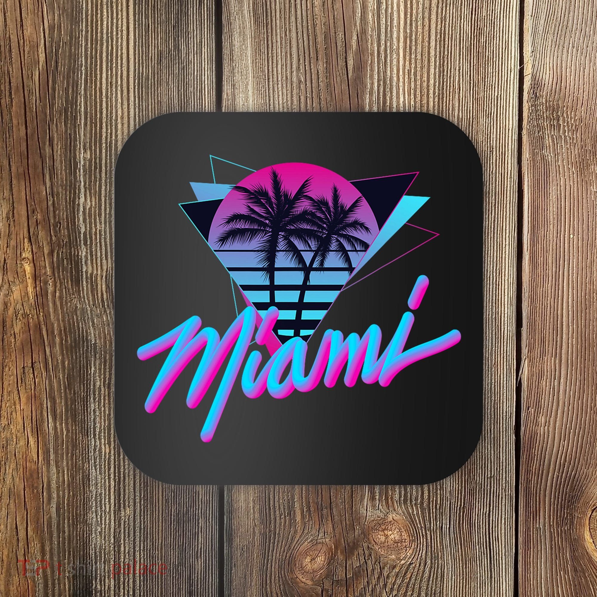 Miami Palm Trees Vaperwave Synthwave 80s Style Retro Coaster