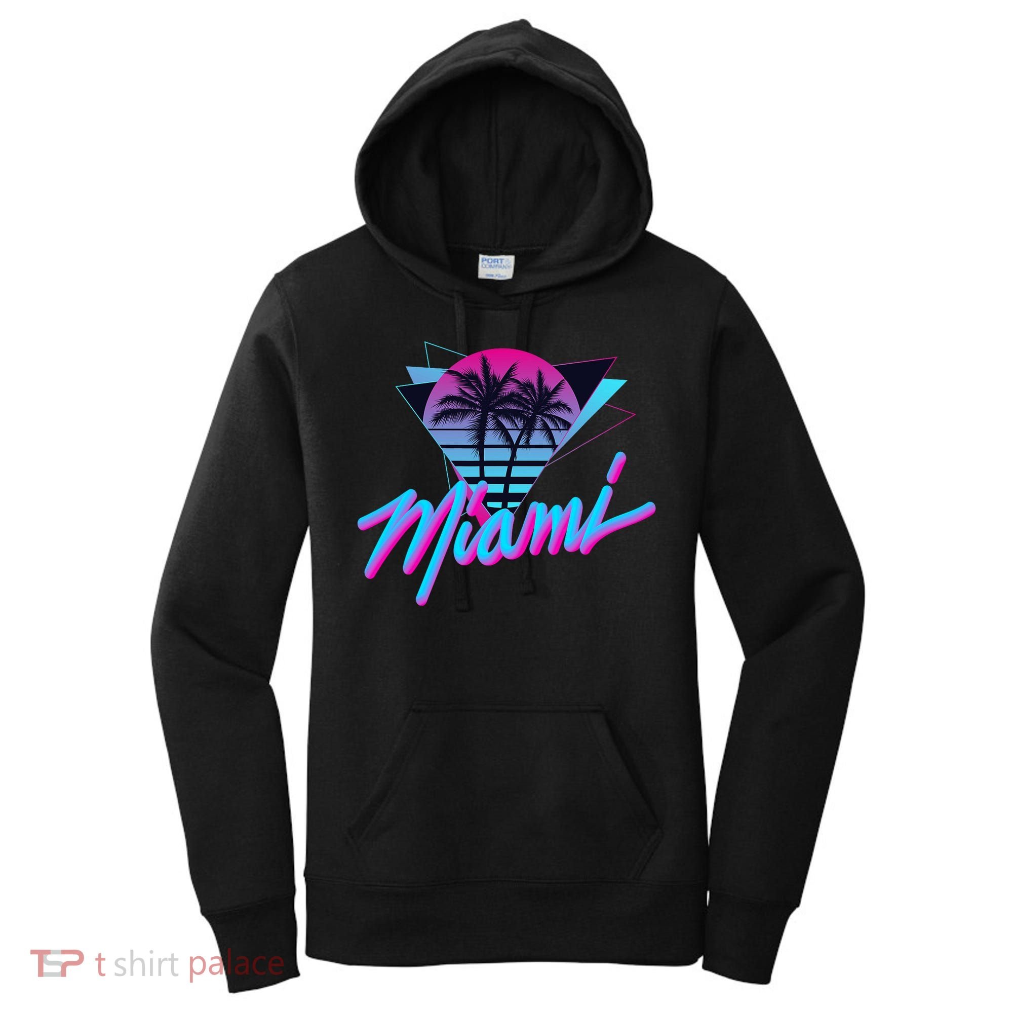 Miami Palm Trees Vaperwave Synthwave 80s Style Retro Women's Hoodie