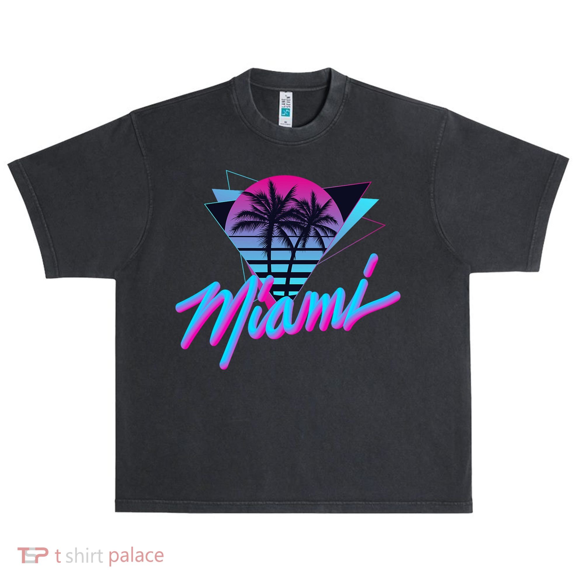 Miami Palm Trees Vaperwave Synthwave 80s Style Retro Urban Oversized Heavyweight T-Shirt