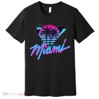 Miami Palm Trees Vaperwave Synthwave 80s Style Retro Premium T-Shirt thumb 0
