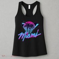 Miami Palm Trees Vaperwave Synthwave 80s Style Retro Women's Tank Top thumb 3
