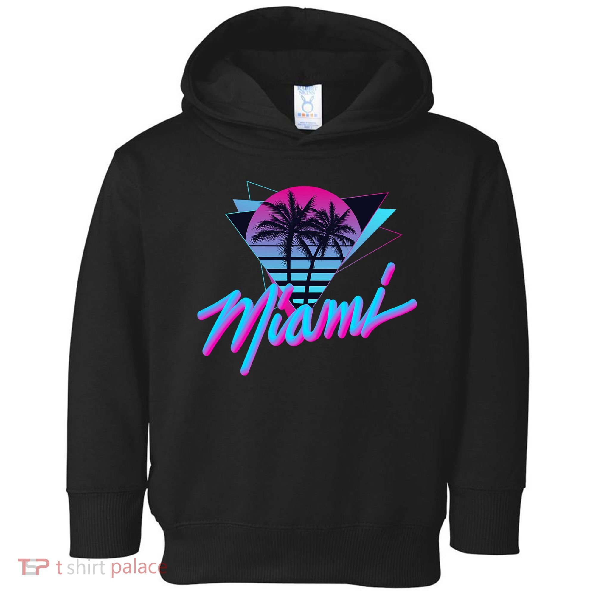Miami Palm Trees Vaperwave Synthwave 80s Style Retro Toddler Hoodie