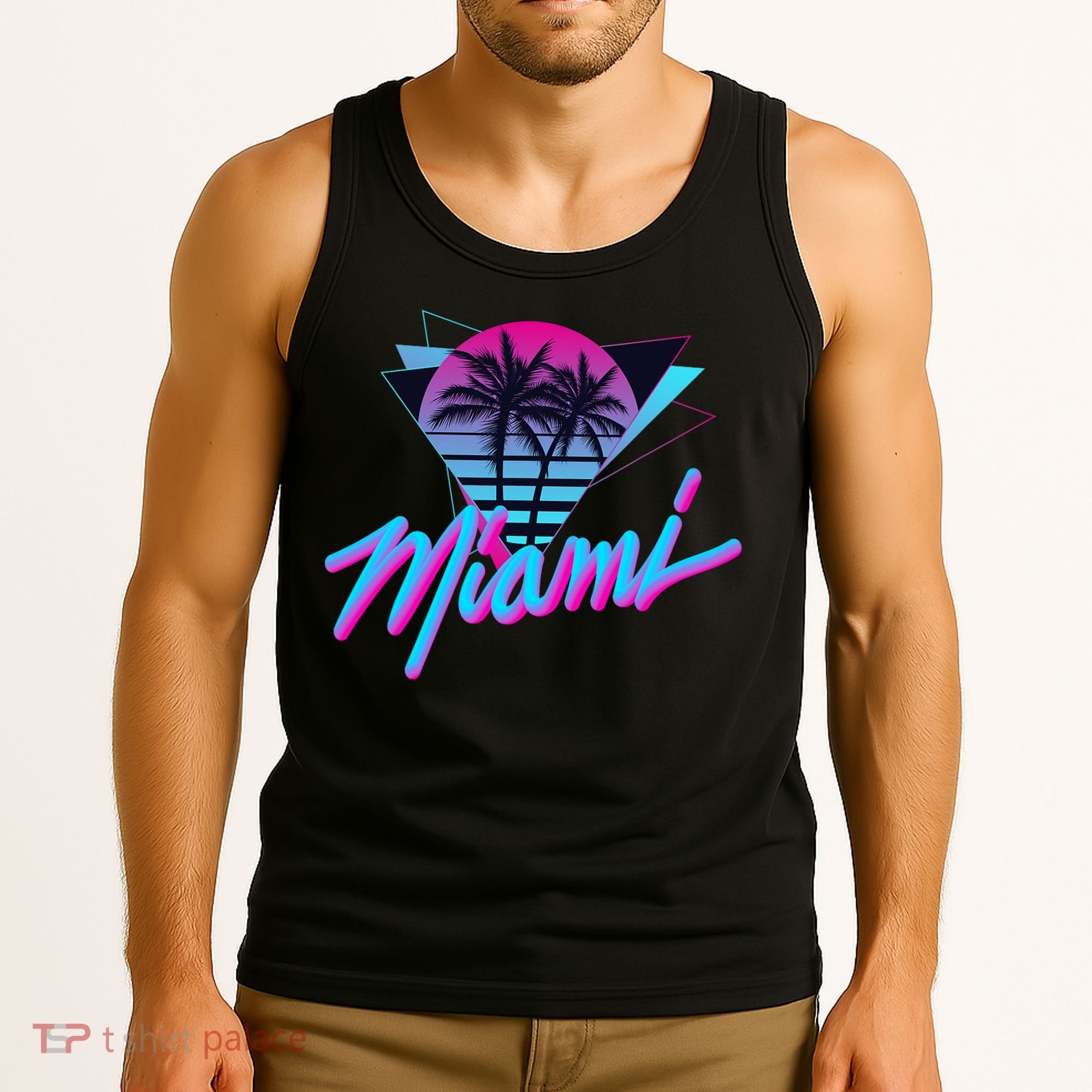 Miami Palm Trees Vaperwave Synthwave 80s Style Retro Tank Top