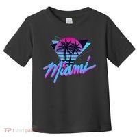 Miami Palm Trees Vaperwave Synthwave 80s Style Retro Toddler T-Shirt thumb 0