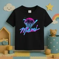 Miami Palm Trees Vaperwave Synthwave 80s Style Retro Toddler T-Shirt thumb 3