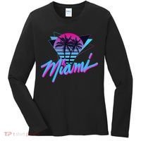 Miami Palm Trees Vaperwave Synthwave 80s Style Retro Women's Long Sleeve Shirt thumb 0