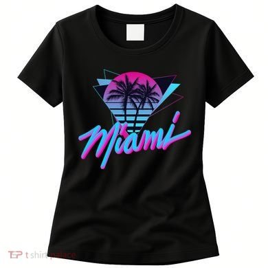 Miami Palm Trees Vaperwave Synthwave 80s Style Retro Women's T-Shirt