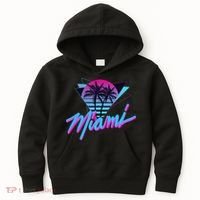 Miami Palm Trees Vaperwave Synthwave 80s Style Retro Kids Hoodie thumb 0