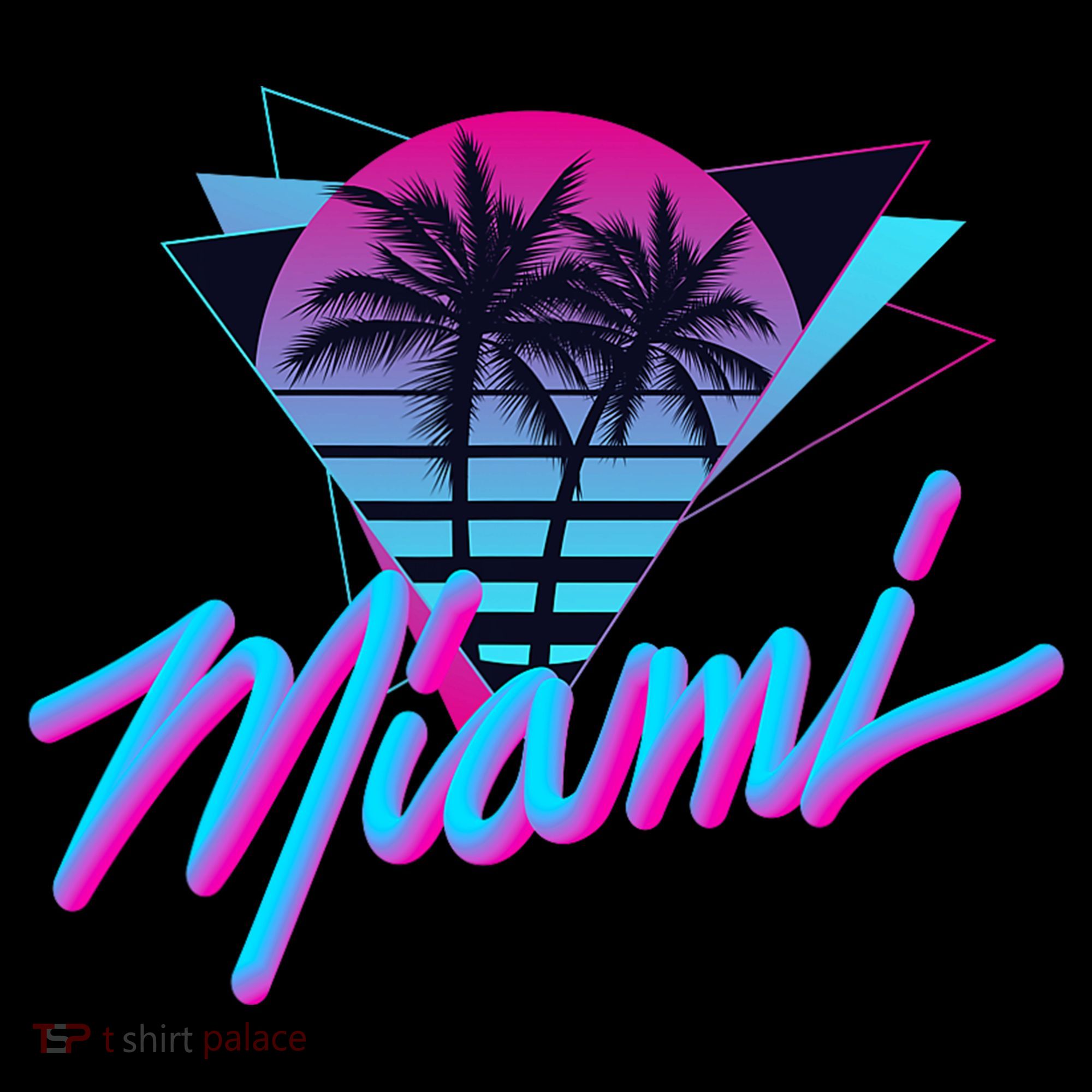 Miami Palm Trees Vaperwave Synthwave 80s Style Retro Kids Long Sleeve Shirt