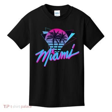 Miami Palm Trees Vaperwave Synthwave 80s Style Retro Kids T-Shirt