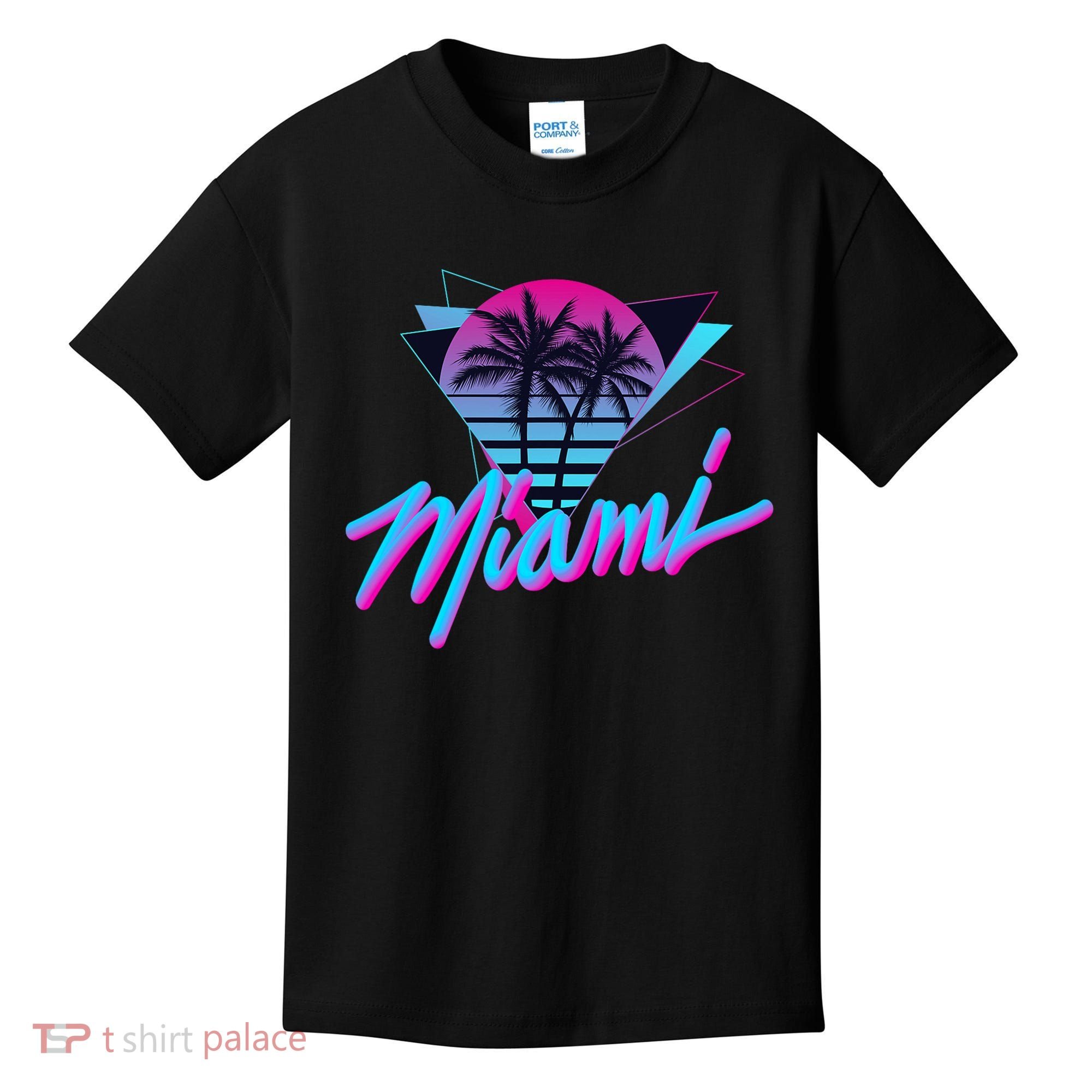 Miami Palm Trees Vaperwave Synthwave 80s Style Retro Kids T-Shirt