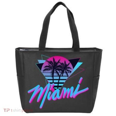 Miami Palm Trees Vaperwave Synthwave 80s Style Retro Tote Bag