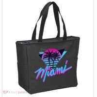 Miami Palm Trees Vaperwave Synthwave 80s Style Retro Tote Bag thumb 2