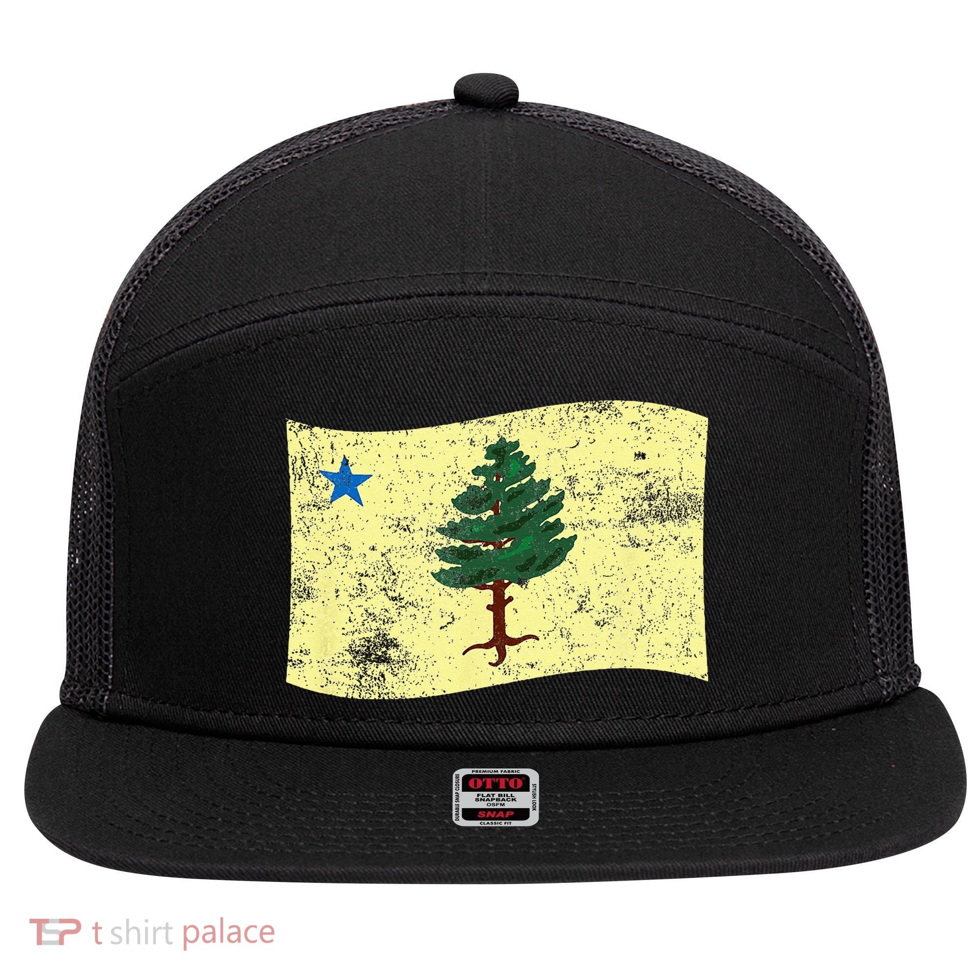 Maine Pine Tree Flag 1901 – First State Flag 7 Panel Mesh Trucker Snapback Hat