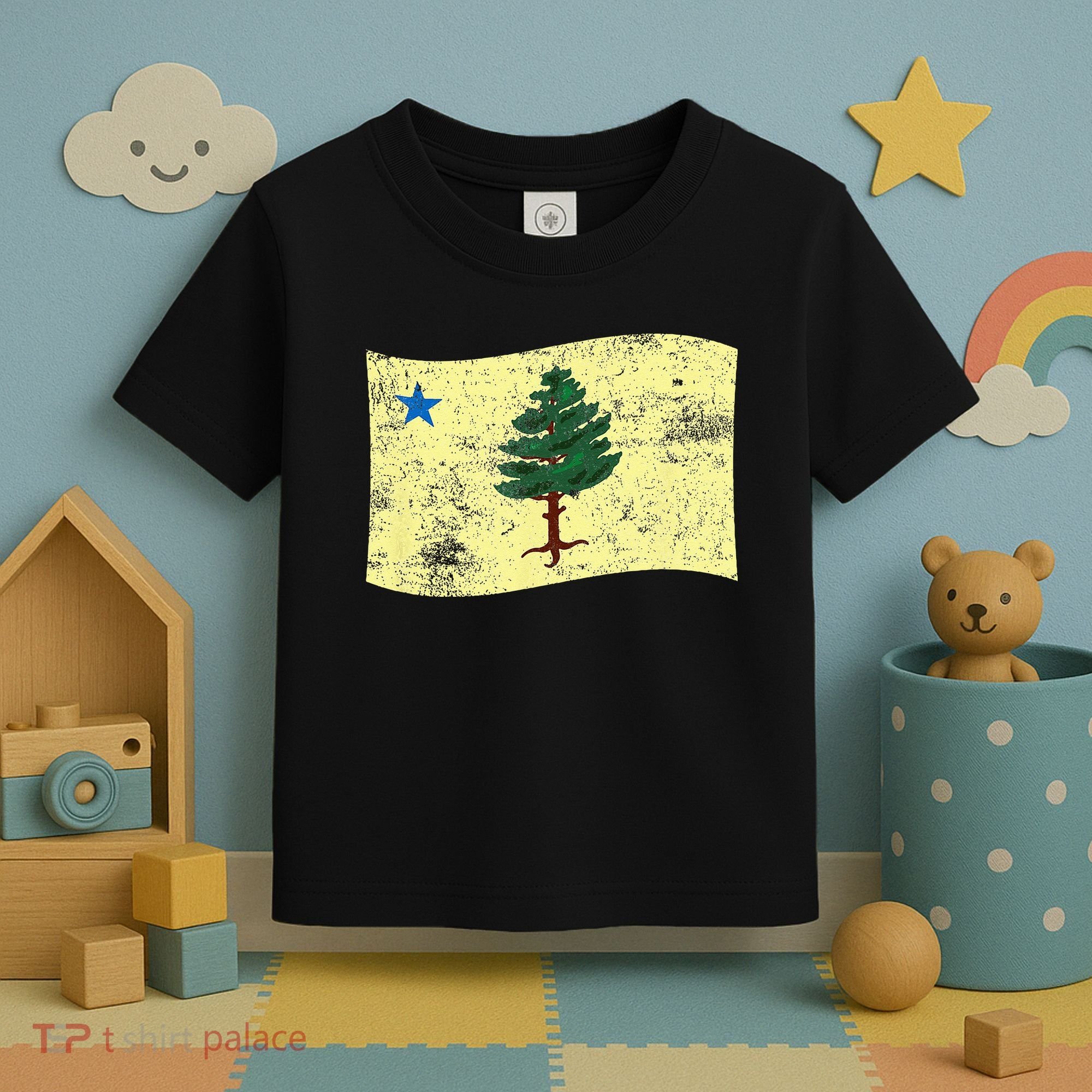 Maine Pine Tree Flag 1901 – First State Flag Toddler T-Shirt