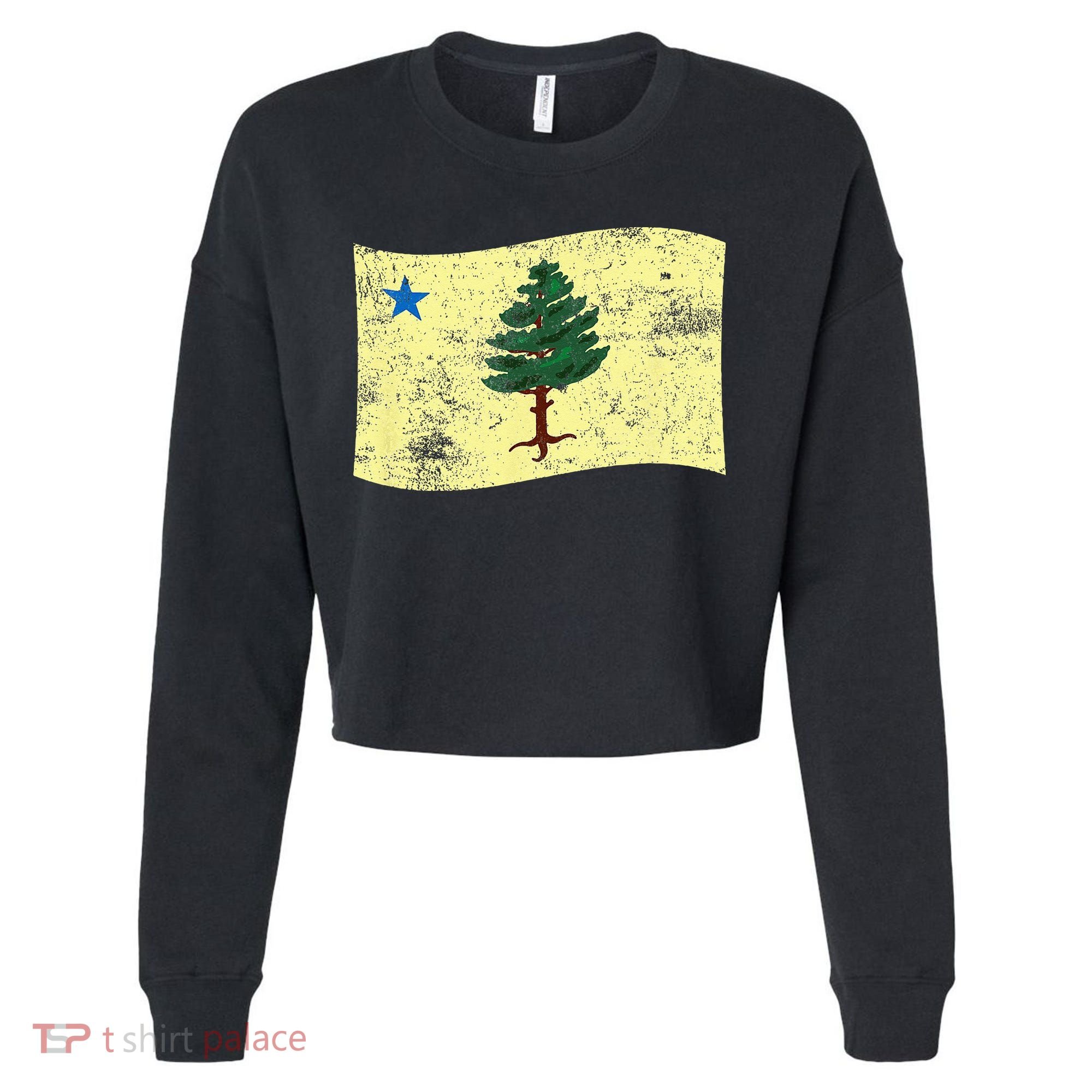 Maine Pine Tree Flag 1901 – First State Flag Cropped Pullover Crew