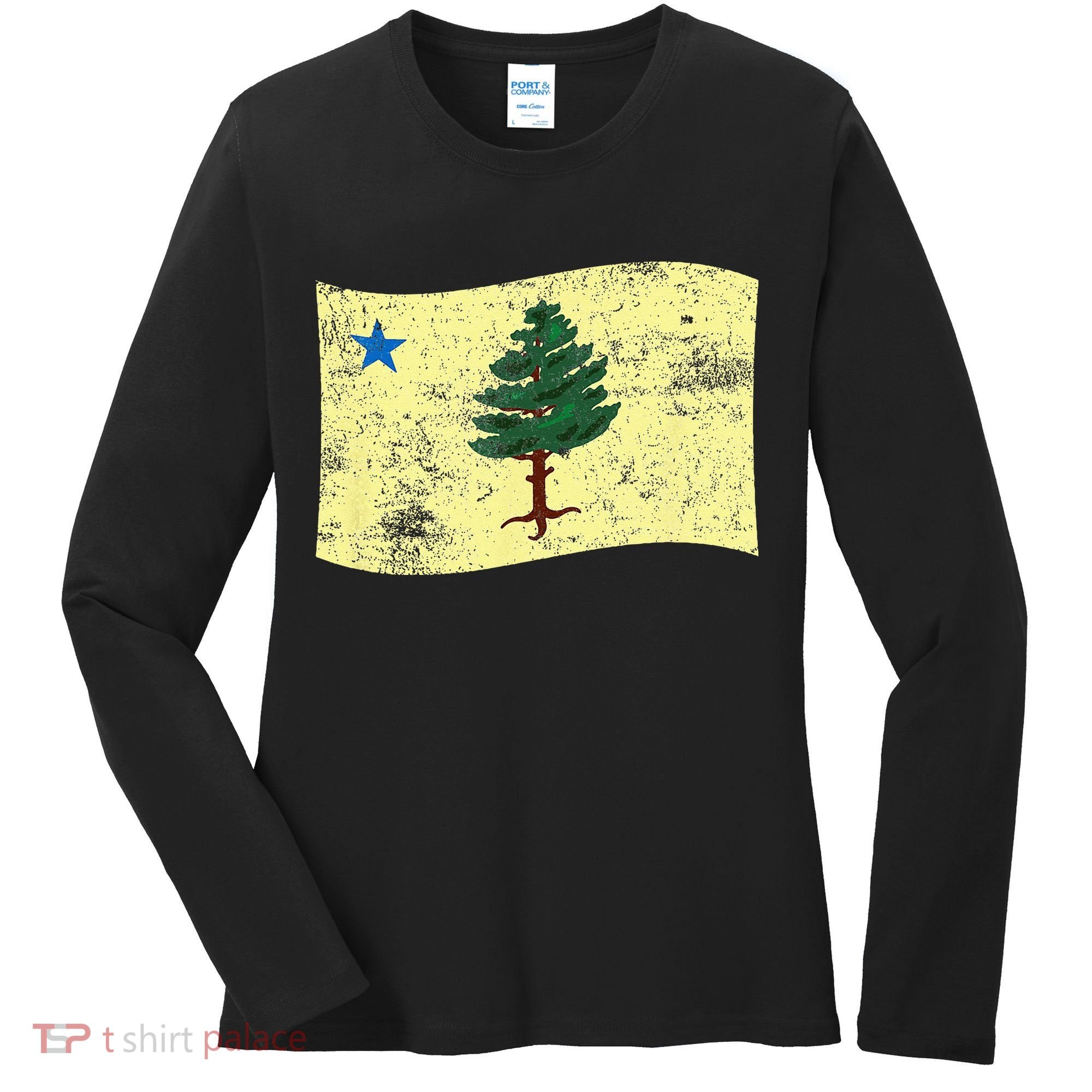 Maine Pine Tree Flag 1901 – First State Flag Women's Long Sleeve Shirt