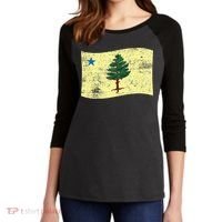 Maine Pine Tree Flag 1901 – First State Flag Women's Tri-Blend 3/4-Sleeve Raglan Shirt thumb 2