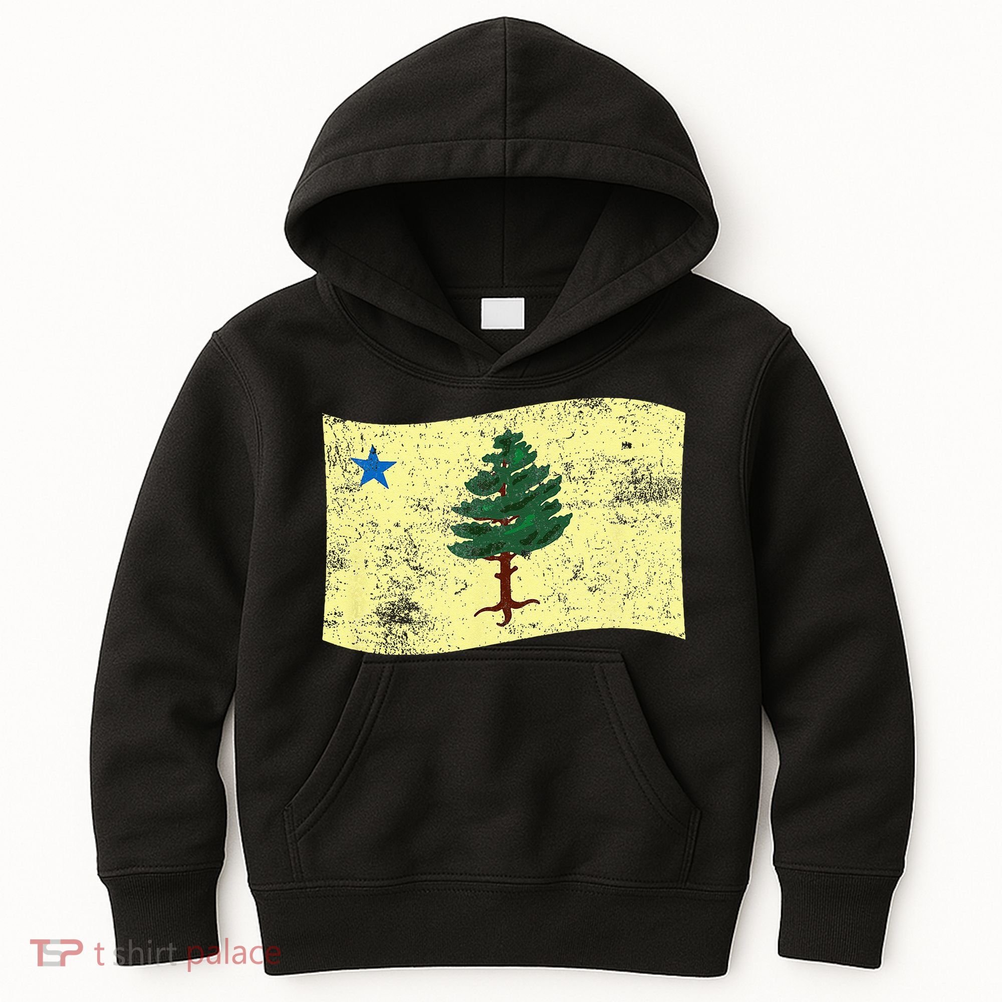 Maine Pine Tree Flag 1901 – First State Flag Kids Hoodie