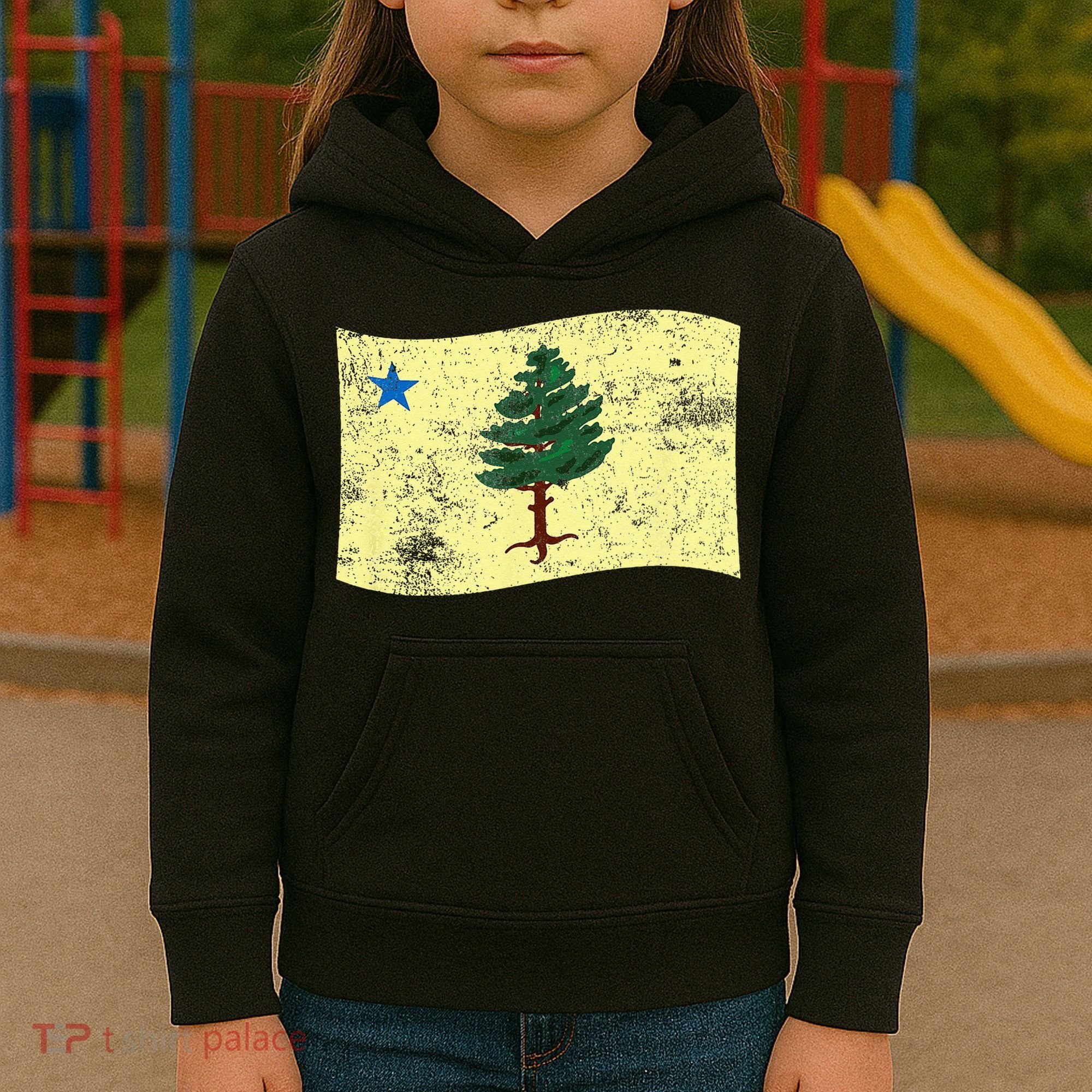Maine Pine Tree Flag 1901 – First State Flag Kids Hoodie