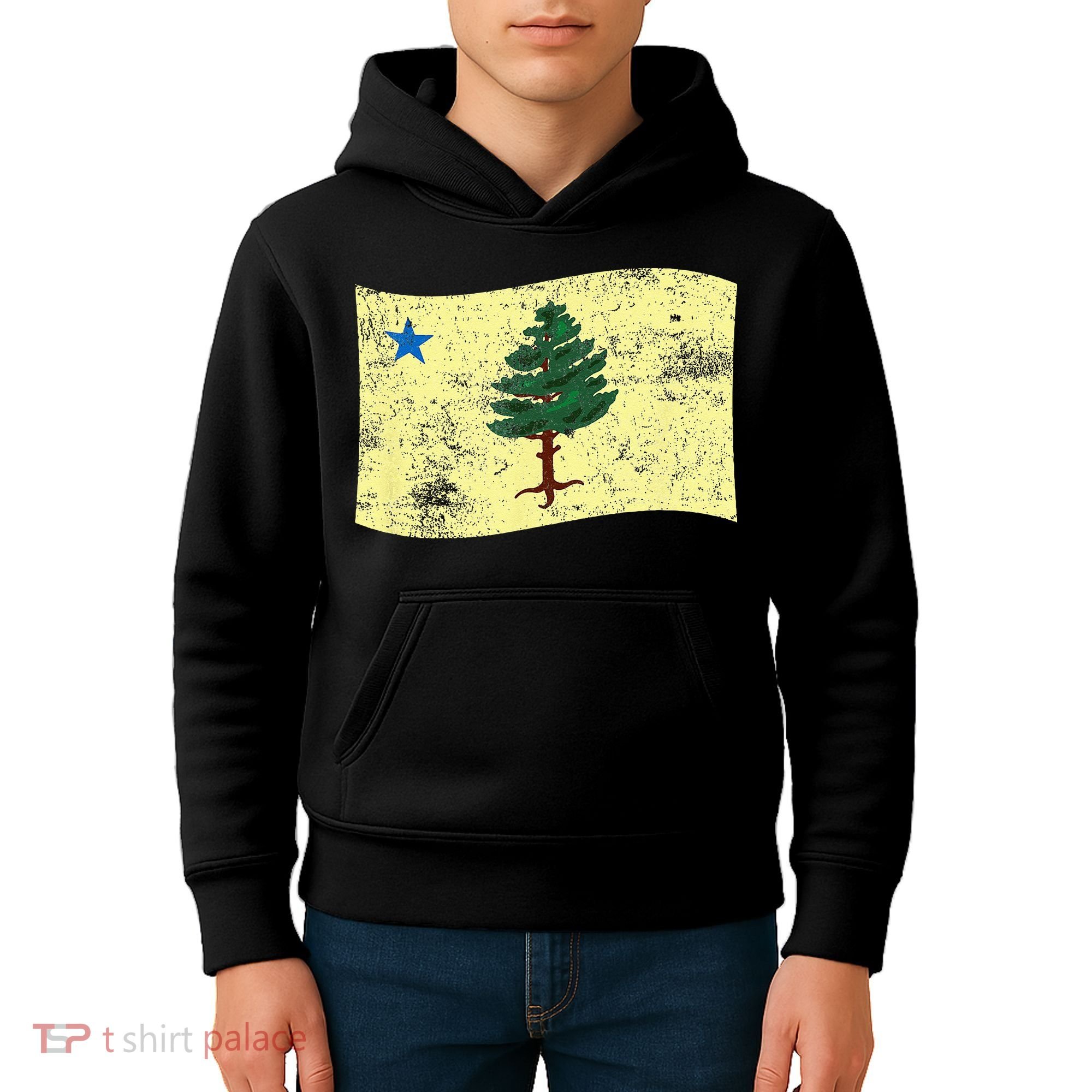 Maine Pine Tree Flag 1901 – First State Flag Kids Hoodie