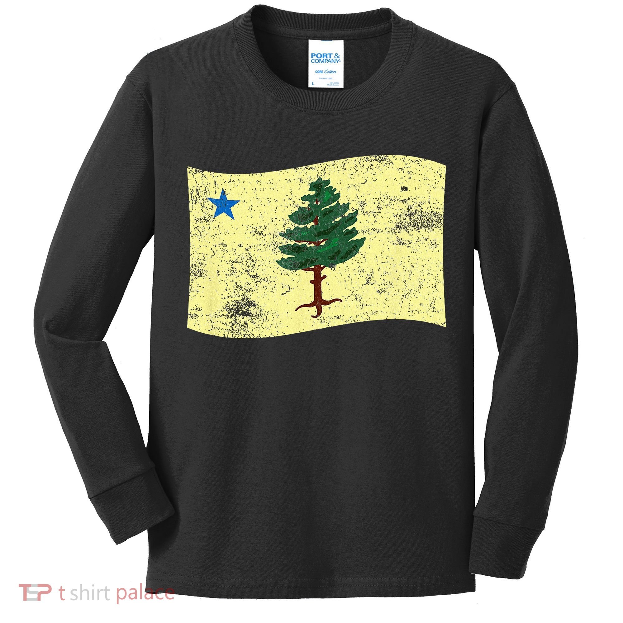 Maine Pine Tree Flag 1901 – First State Flag Kids Long Sleeve Shirt
