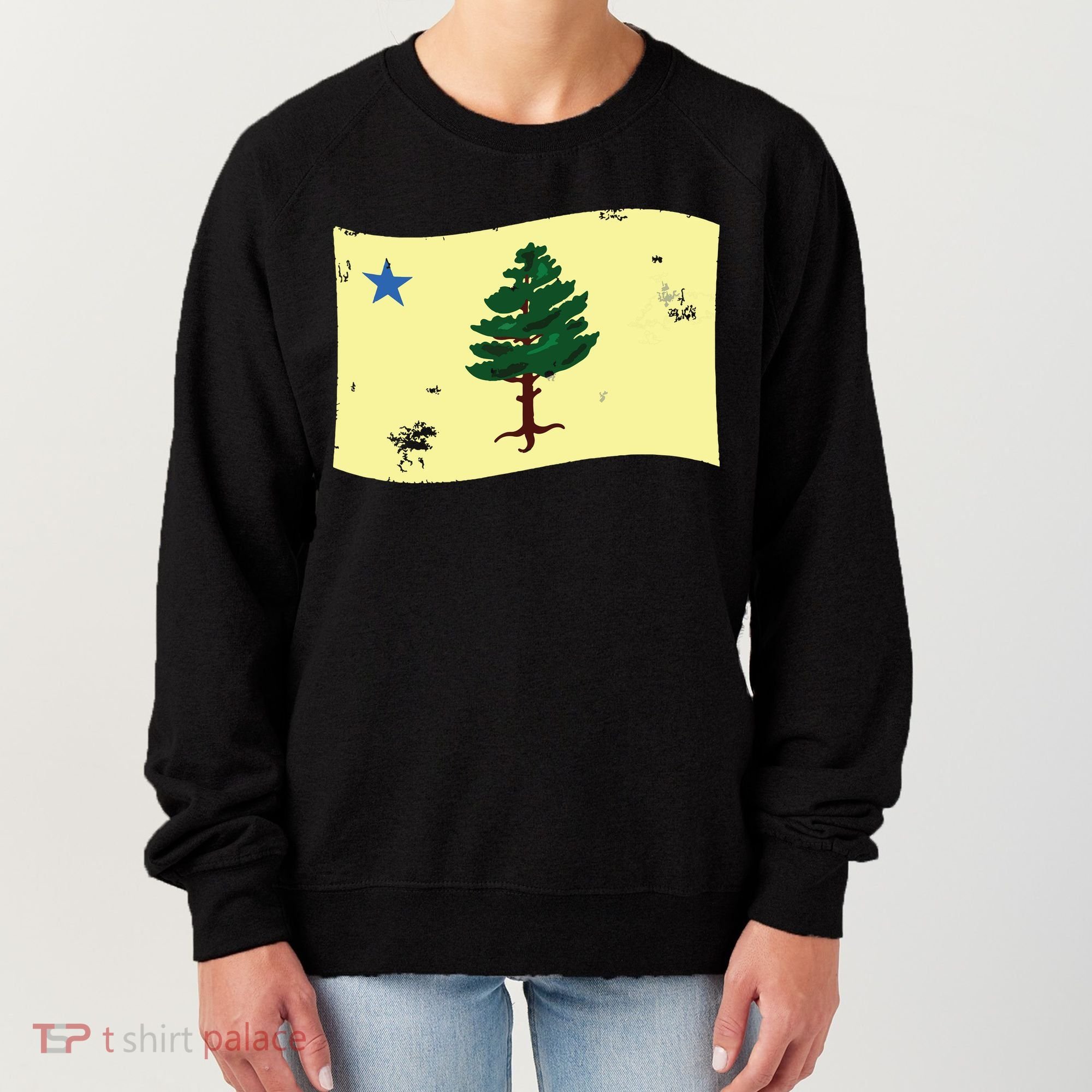 Maine Pine Tree Flag 1901 First State Flag Women's Sweatshirt