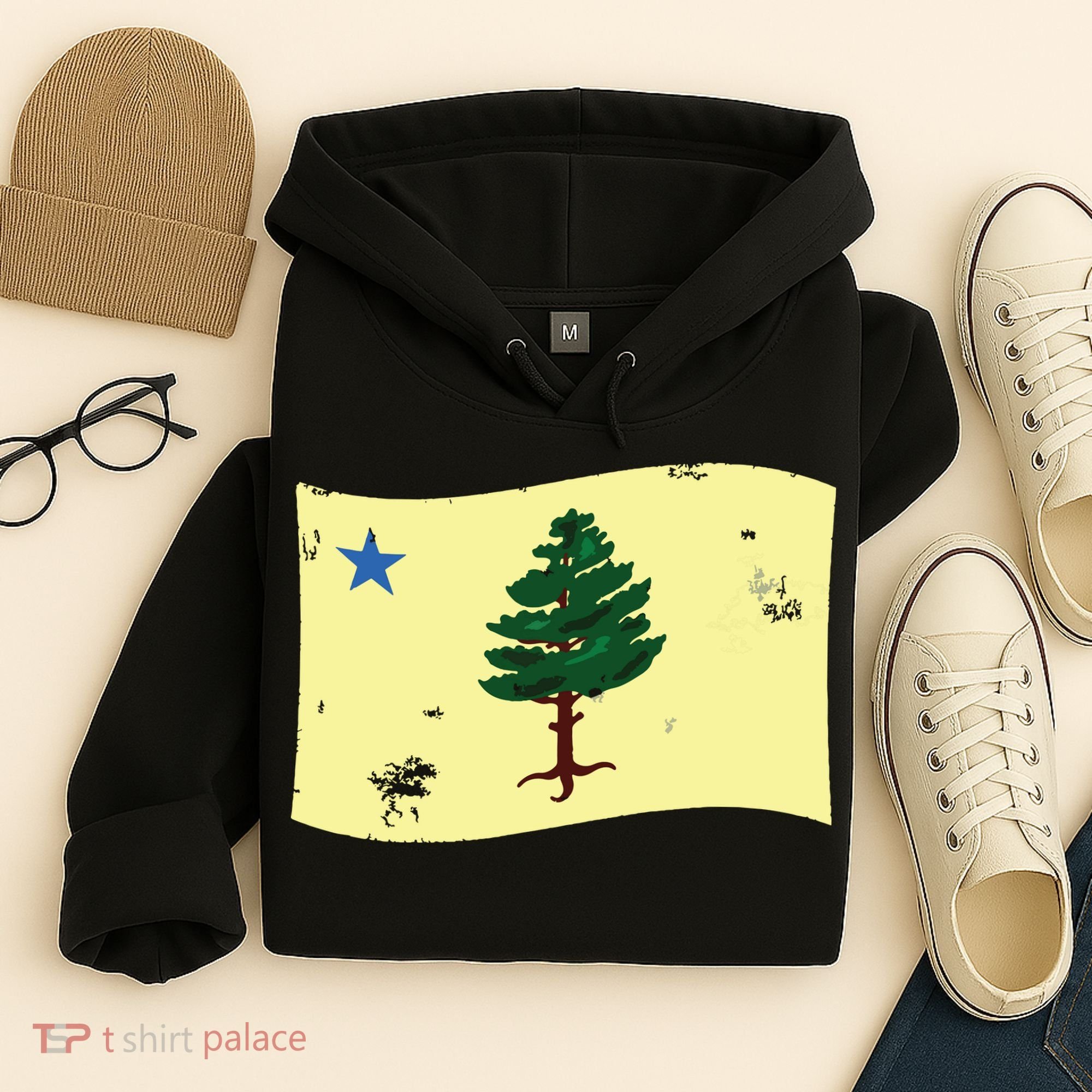 Maine Pine Tree Flag 1901 First State Flag Hoodie