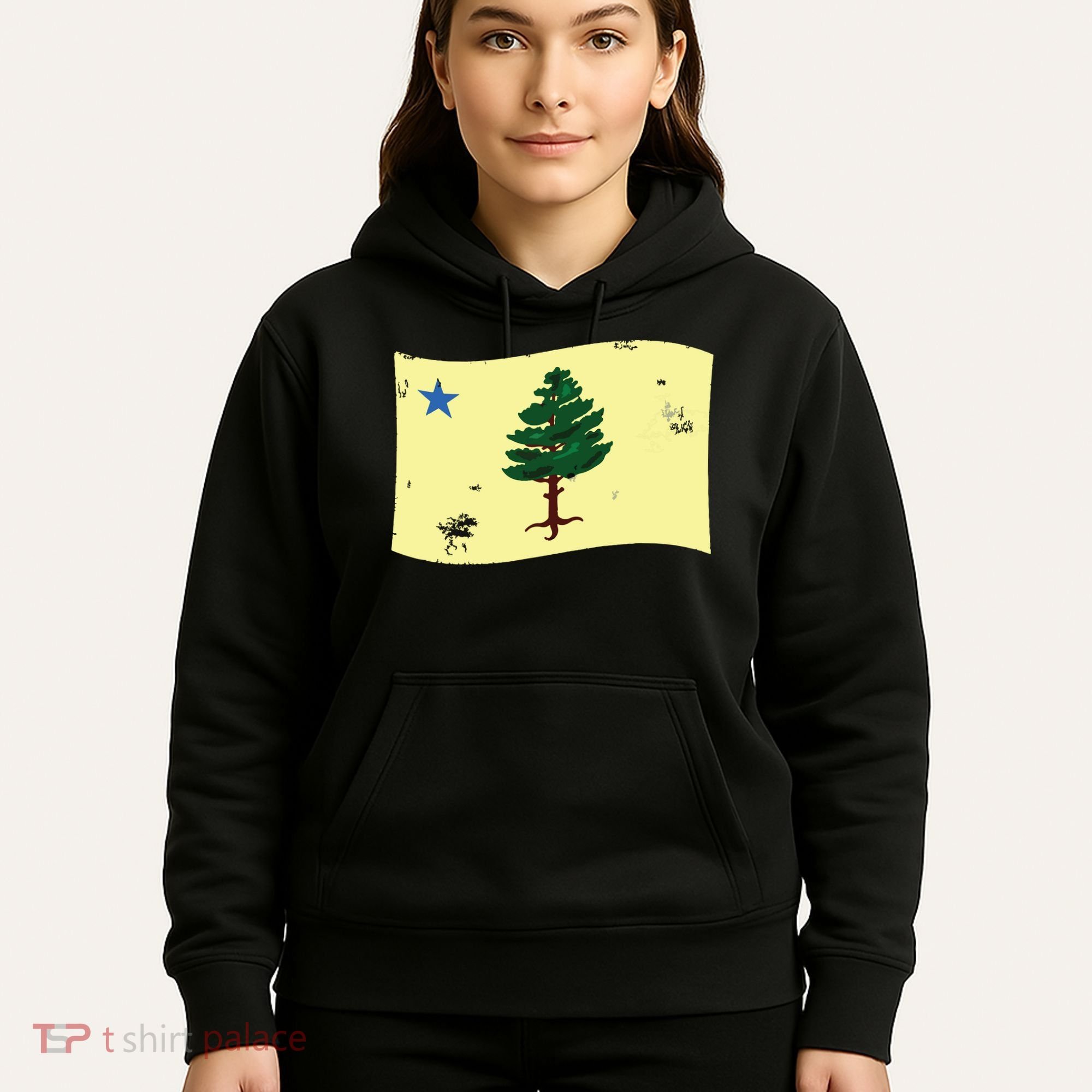 Maine Pine Tree Flag 1901 First State Flag Hoodie