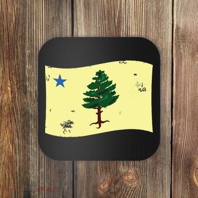 Maine Pine Tree Flag 1901 First State Flag Coaster