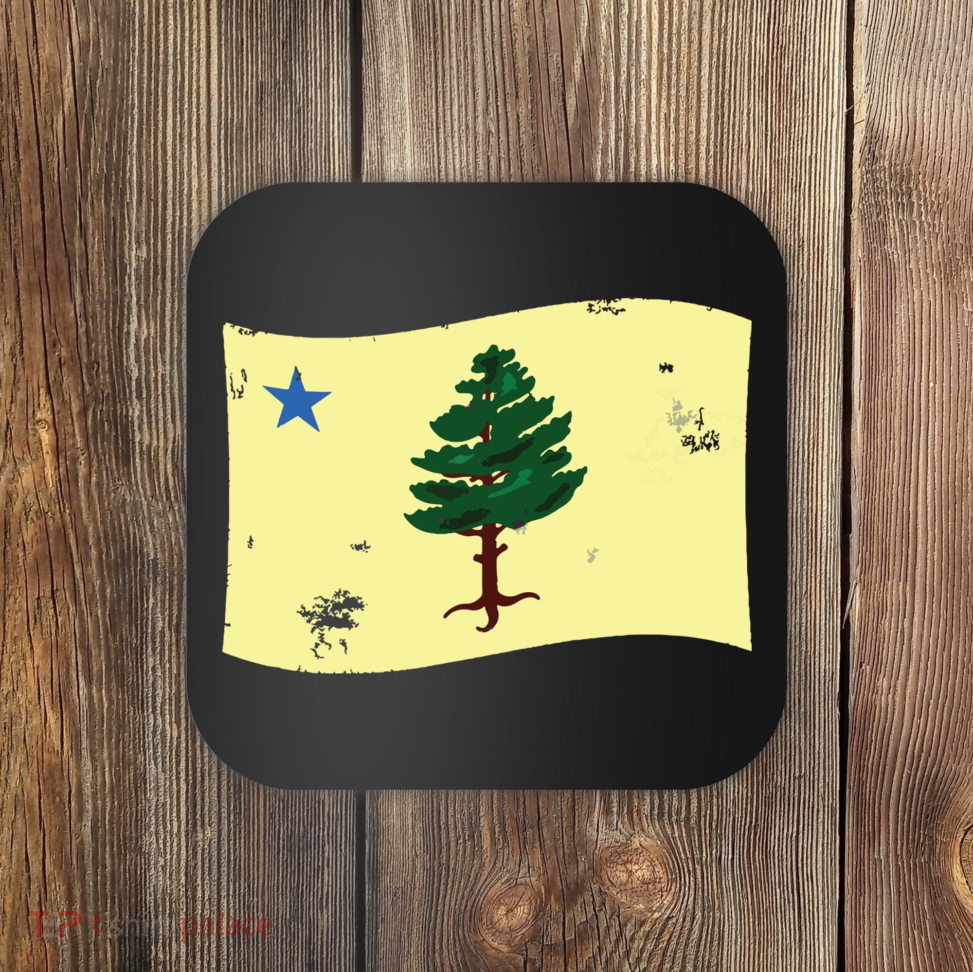 Maine Pine Tree Flag 1901 First State Flag Coaster