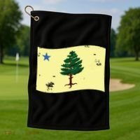 Maine Pine Tree Flag 1901 First State Flag Golf Towel thumb 1