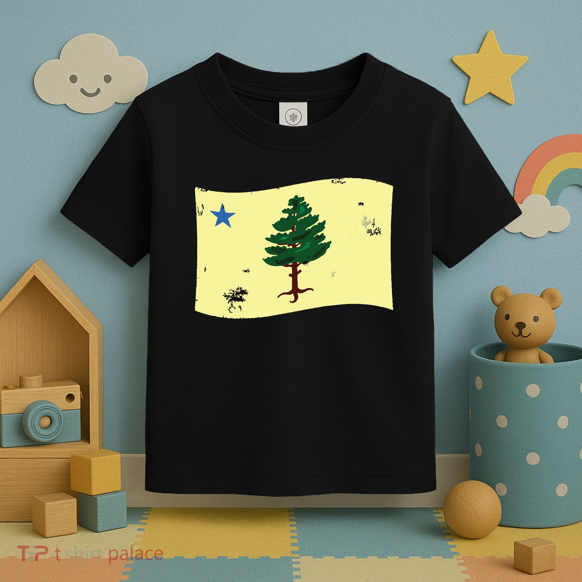 Maine Pine Tree Flag 1901 First State Flag Toddler T-Shirt