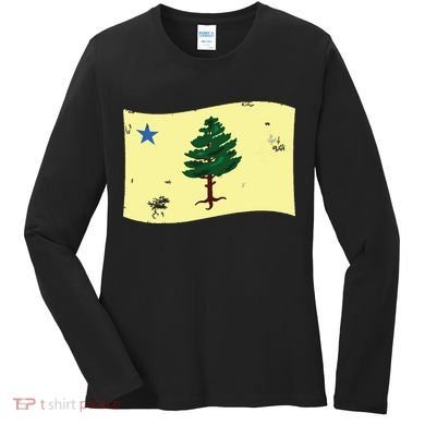 Maine Pine Tree Flag 1901 First State Flag Women's Long Sleeve Shirt